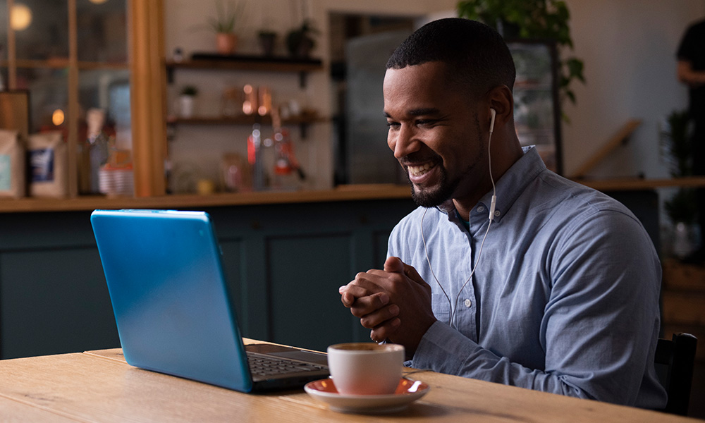 A customer completing an online transaction